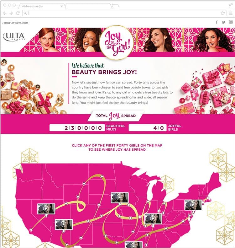 The campaign site's interactive US map, tracking the chain's spread with connected trails and embedded video at each link